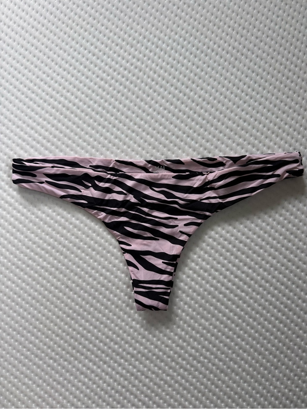 Pink Zebra-Print Thong Bikini Bottom